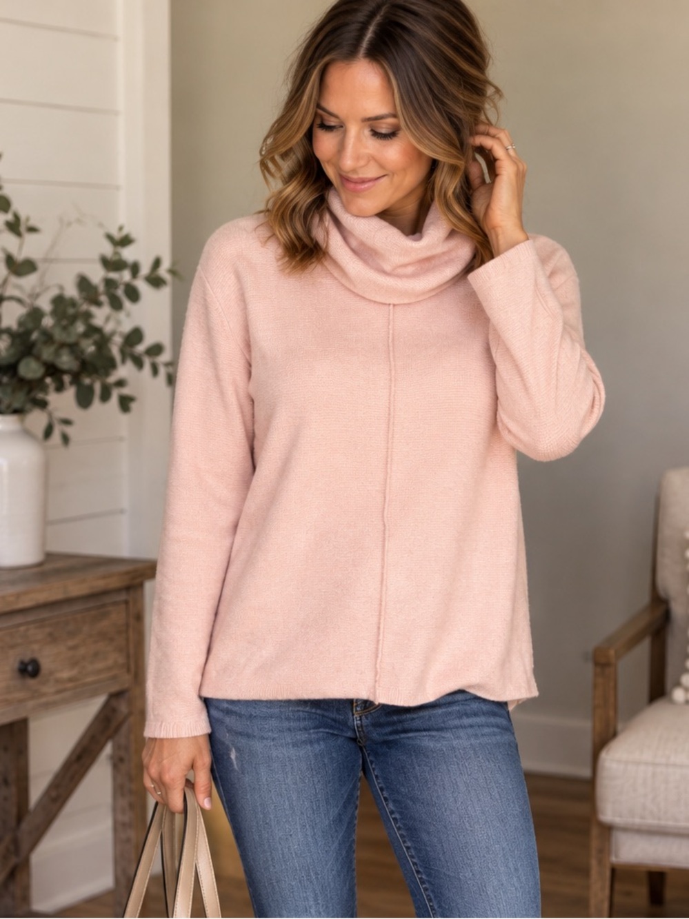 Calvin Klein Jeans Blush Cowl Neck Sweater